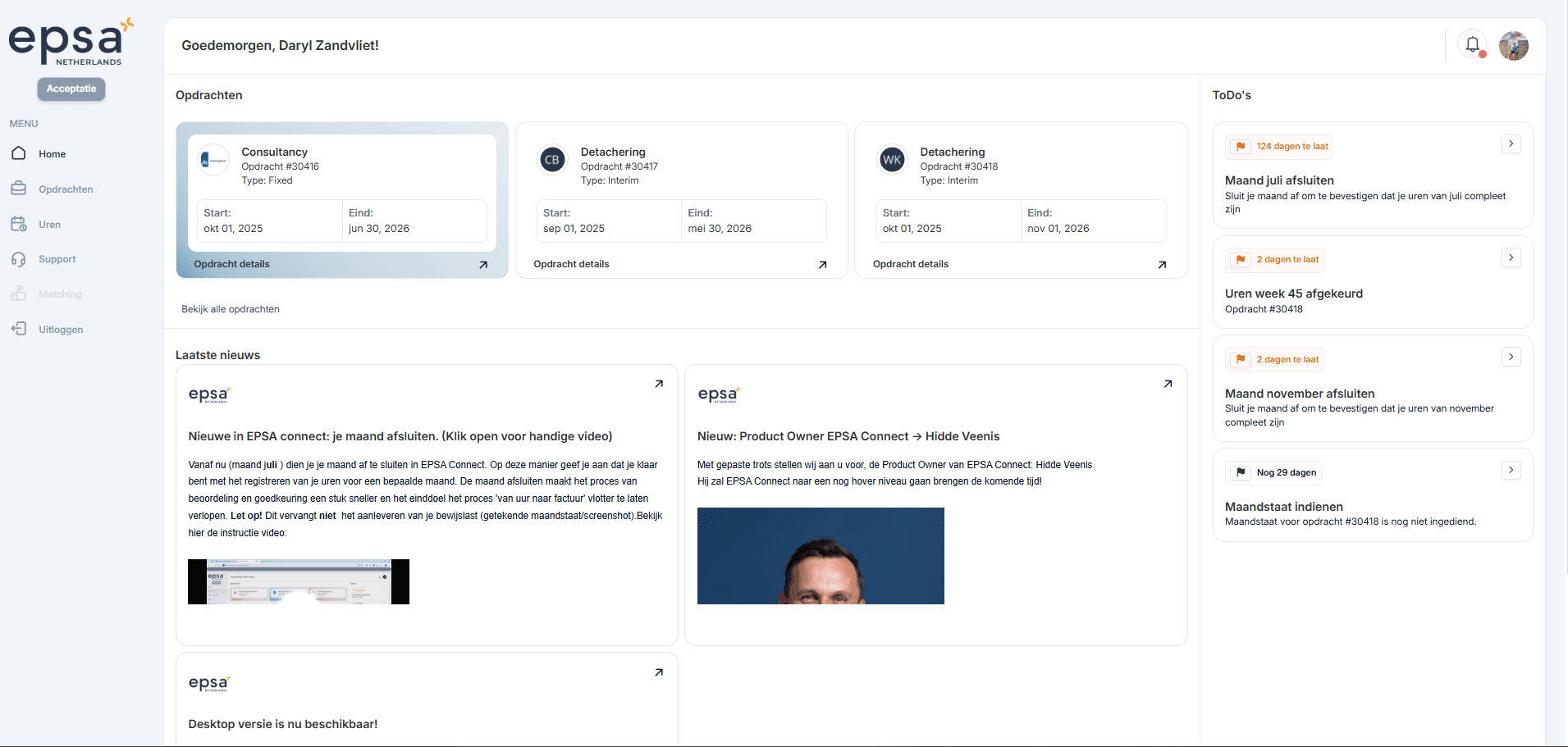 EPSA Connect onboarding en verificatie op desktop