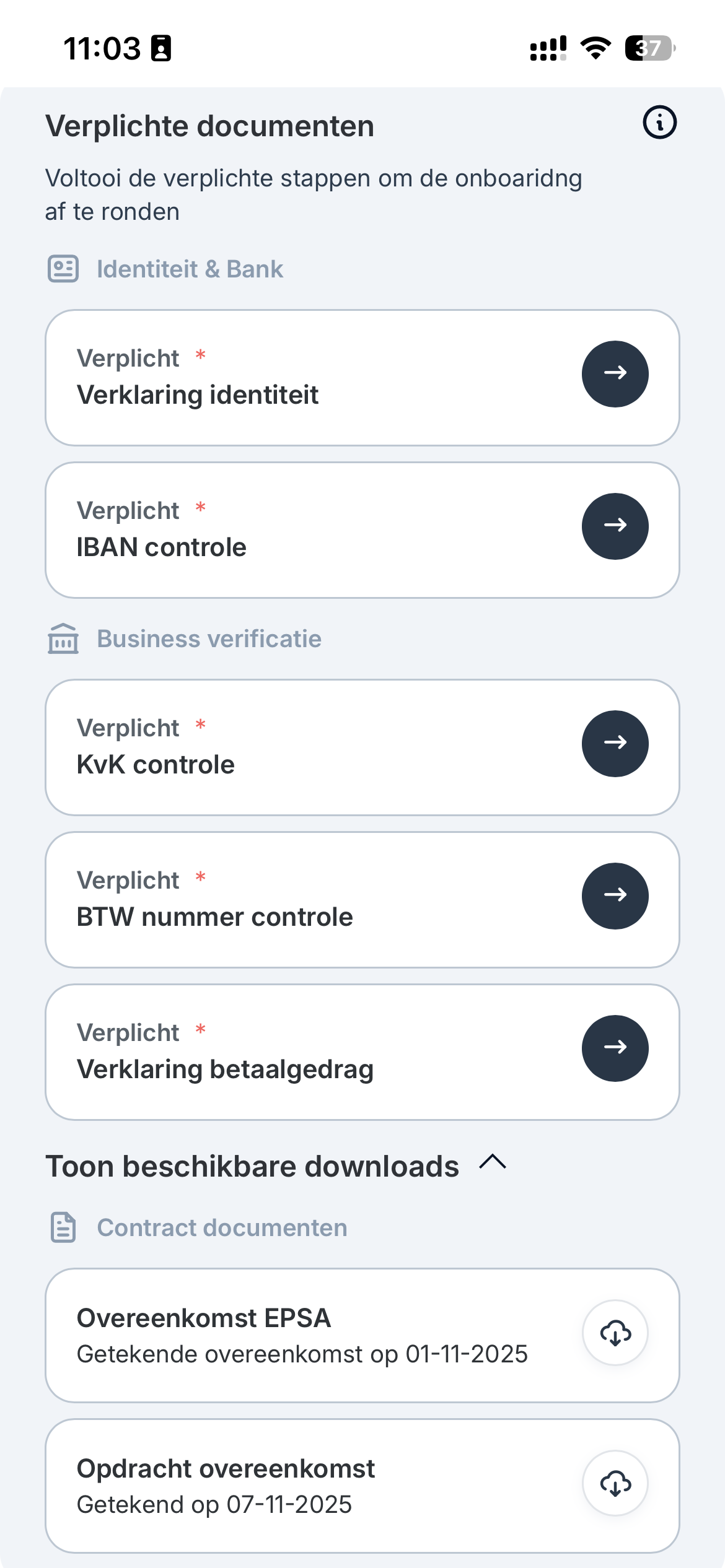 EPSA Connect onboarding op mobiel